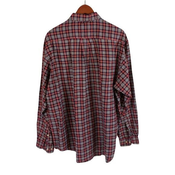 VINTAGE Tommy Hilfiger SIZE L Button Down Shirt Mens Red Plaid Crest Preppy - Picture 4 of 7